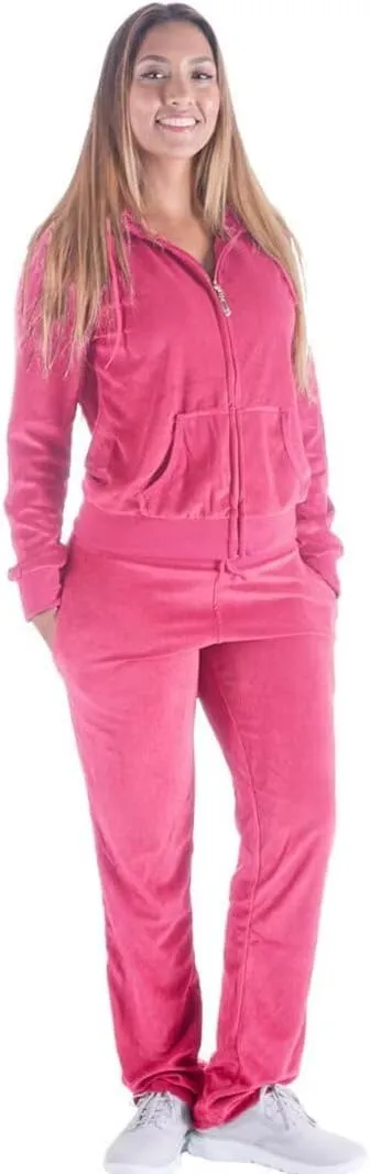 2 Piece Outfits Velour Tracksuit Womens Sweatpants and Sweatshirt Sweatsuits Set Velvet Fall Hoodies and Pants