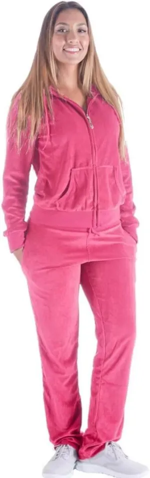 2 Piece Outfits Velour Tracksuit Womens Sweatpants and Sweatshirt Sweatsuits Set Velvet Fall Hoodies and Pants