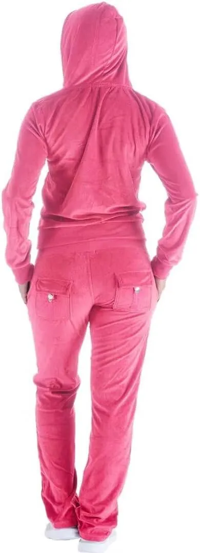 2 Piece Outfits Velour Tracksuit Womens Sweatpants and Sweatshirt Sweatsuits Set Velvet Fall Hoodies and Pants
