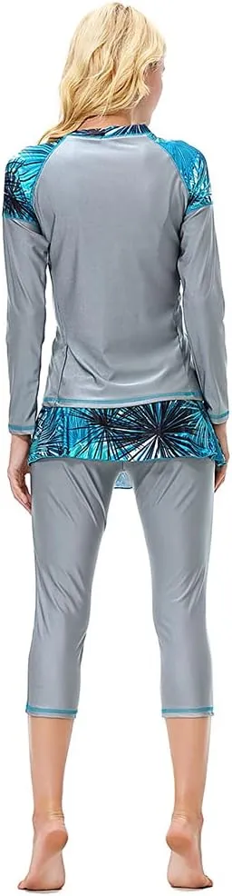 2 Pieces Modest Swimsuits for Women Girls Fully Covered Swimsuits Capri Pants Swimsuit Burkini