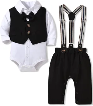 Aalizzwell Baby Boys Gentleman Outfit 3 Piece Formal Suit Set with Snaps