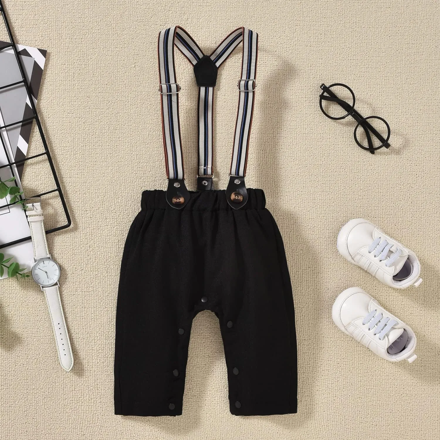 Aalizzwell Baby Boys Gentleman Outfit 3 Piece Formal Suit Set with Snaps