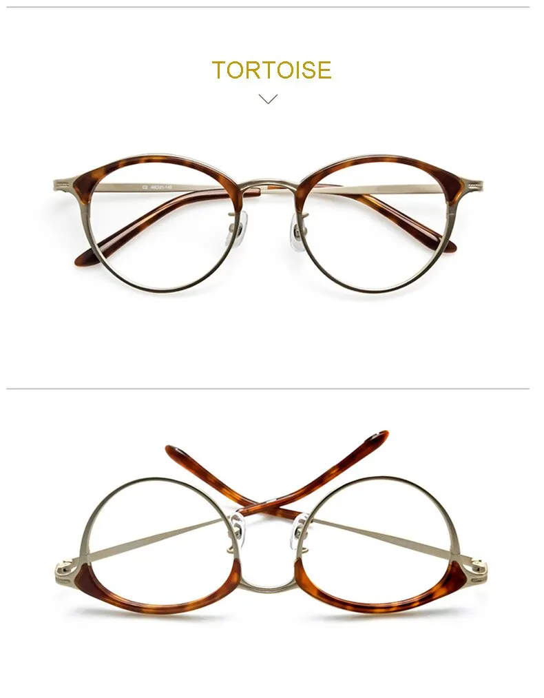 Aissuarvey Full Rim Round Acetate Alloy Horn Rim Frame Eyeglasses Unisex