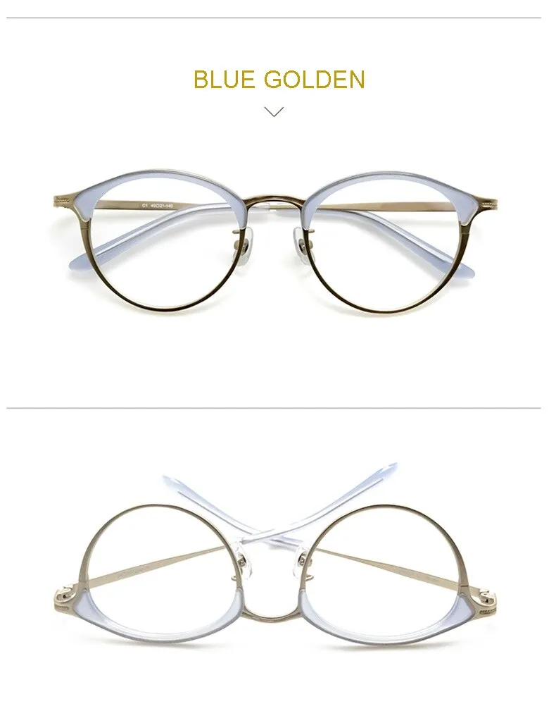 Aissuarvey Full Rim Round Acetate Alloy Horn Rim Frame Eyeglasses Unisex