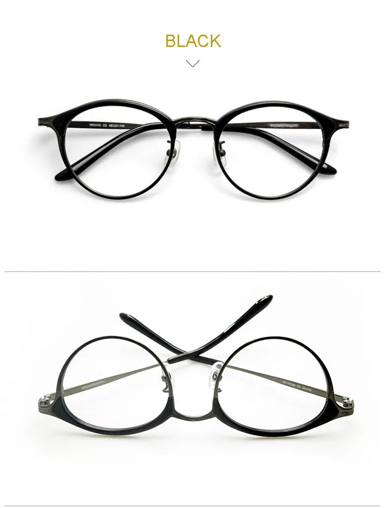 Aissuarvey Full Rim Round Acetate Alloy Horn Rim Frame Eyeglasses Unisex