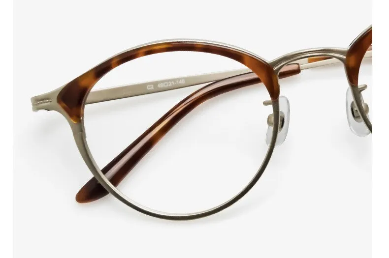 Aissuarvey Full Rim Round Acetate Alloy Horn Rim Frame Eyeglasses Unisex