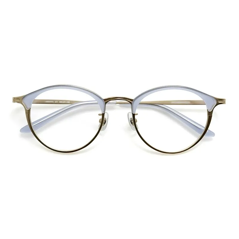 Aissuarvey Full Rim Round Acetate Alloy Horn Rim Frame Eyeglasses Unisex