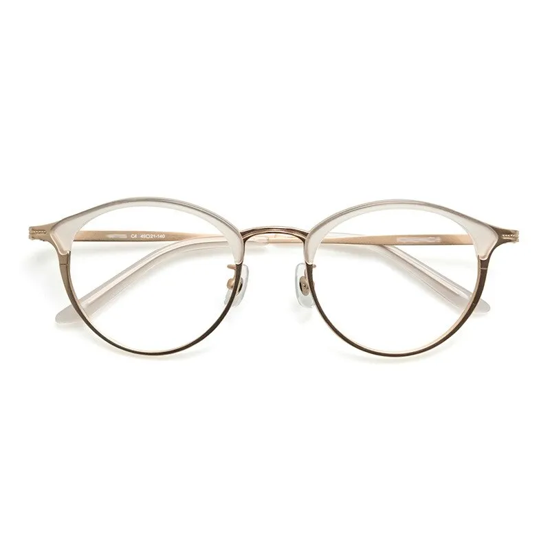 Aissuarvey Full Rim Round Acetate Alloy Horn Rim Frame Eyeglasses Unisex