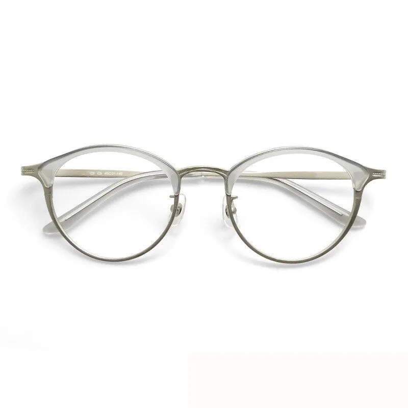 Aissuarvey Full Rim Round Acetate Alloy Horn Rim Frame Eyeglasses Unisex