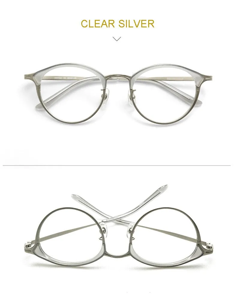 Aissuarvey Full Rim Round Acetate Alloy Horn Rim Frame Eyeglasses Unisex