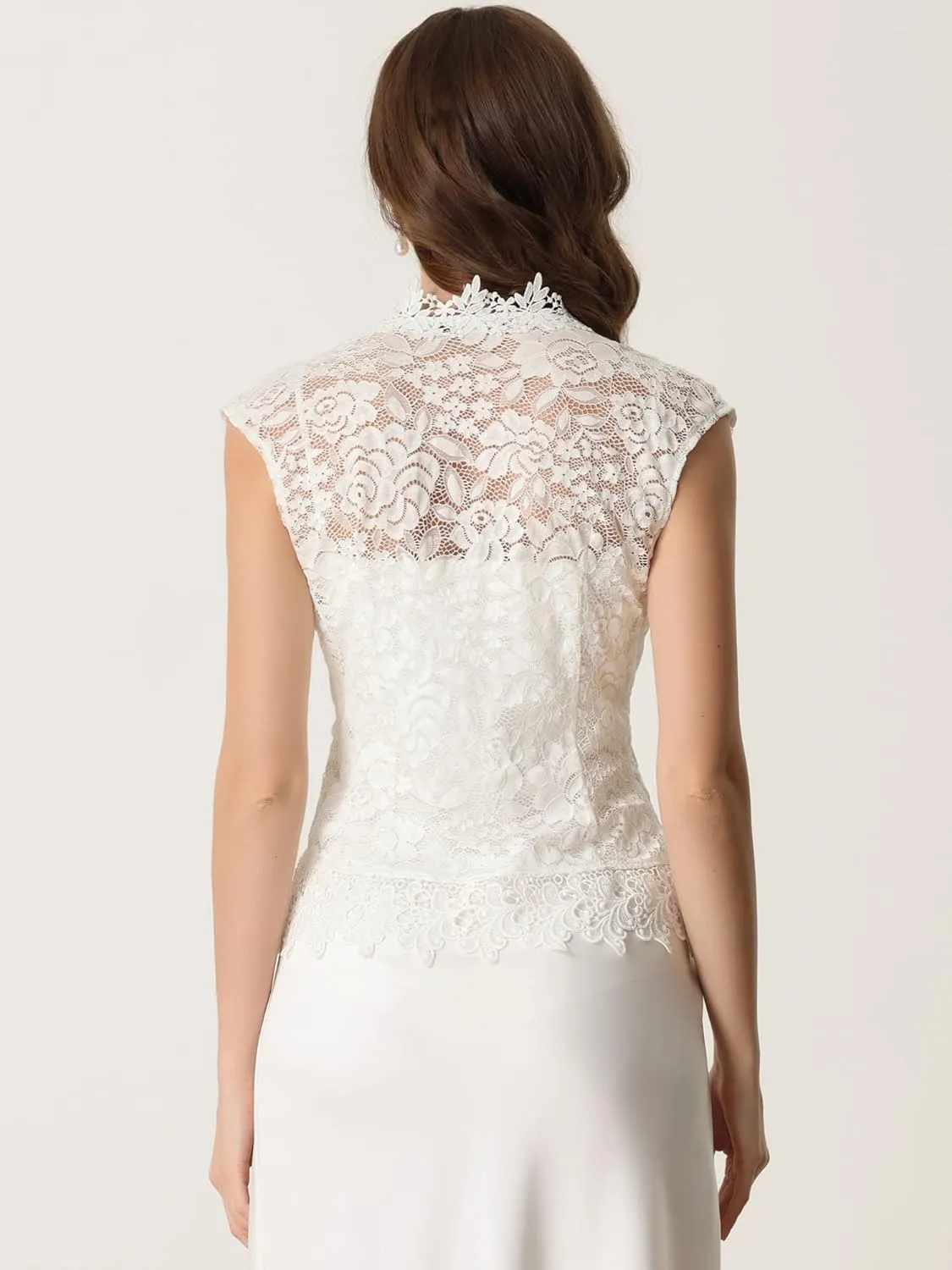 Allegra K Floral Lace Shrug for Women's Wedding Guest Cap Sleeve Formal Sheer Bolero Cardigan