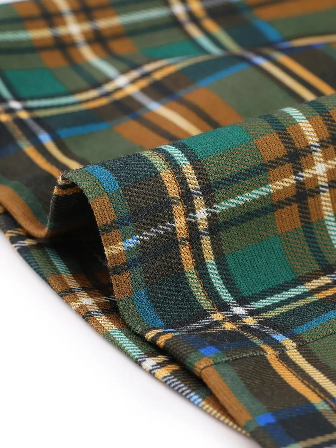 Allegra K Women's Notched Lapel Stretch Plaid Preppy Tartan Crop Blazer