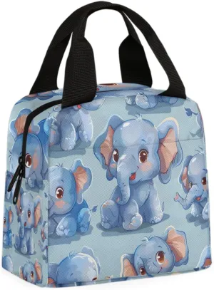 Animal Elephant Lunch Bag Happy Elephant Tote Lunch Bag Reusable Lunch Box Leakproof Cooler Bag