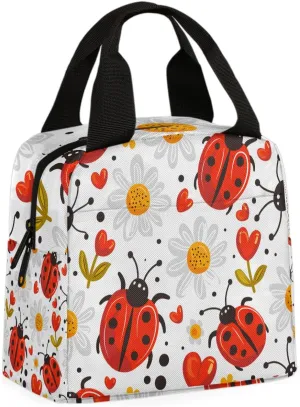Animal Ladybugs Lunch Bag Cute Ladybugs Tote Lunch Bag Reusable Lunch Box Leakproof Cooler Bag