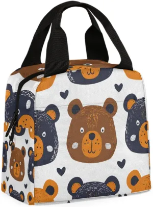 Animals - Bears (8) Lunch Bag Black Bear Cub Tote Lunch Bag Reusable Lunch Box Leakproof Cooler Bag