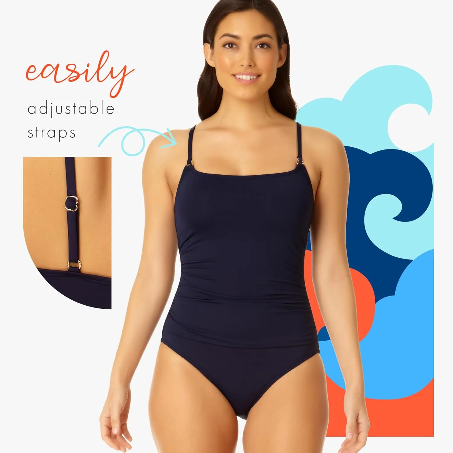Anne Cole - Live in Color Shirred Lingerie Maillot One Piece Swimsuit-8-Strawberry