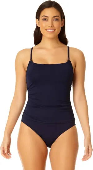 Anne Cole - Live in Color Shirred Lingerie Maillot One Piece Swimsuit-8-Strawberry