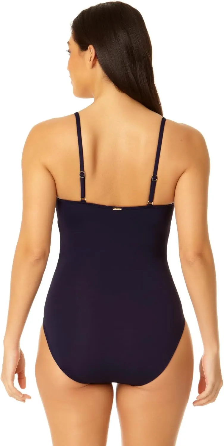 Anne Cole - Live in Color Shirred Lingerie Maillot One Piece Swimsuit-8-Strawberry