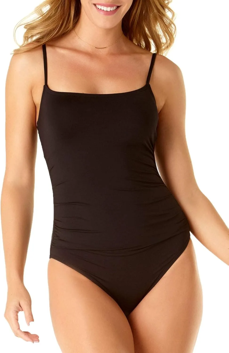 Anne Cole - Live in Color Shirred Lingerie Maillot One Piece Swimsuit-8-Strawberry