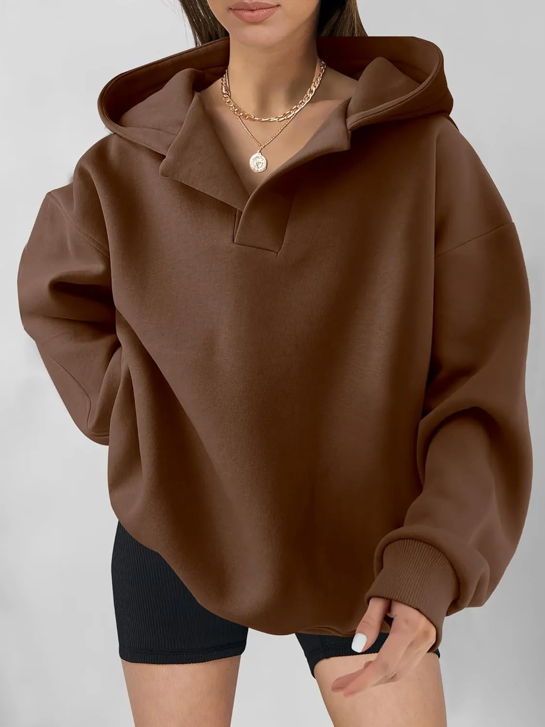 ANRABESS Womens Oversized Hoodies V Neck Sweatshirts Long Sleeve Pullover Casual Fall Teen Girls Preppy Clothes 2025 Trendy