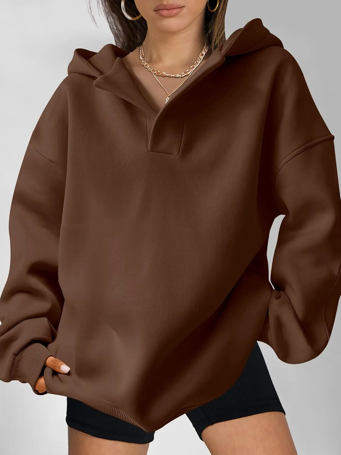 ANRABESS Womens Oversized Hoodies V Neck Sweatshirts Long Sleeve Pullover Casual Fall Teen Girls Preppy Clothes 2025 Trendy