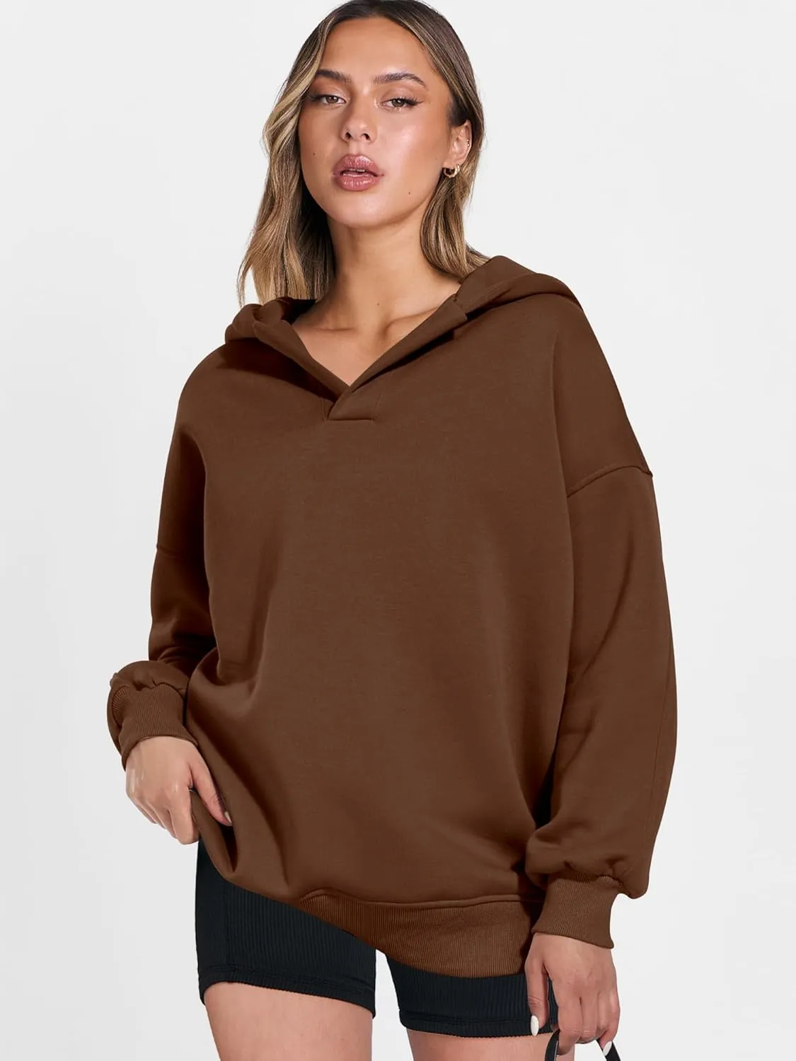 ANRABESS Womens Oversized Hoodies V Neck Sweatshirts Long Sleeve Pullover Casual Fall Teen Girls Preppy Clothes 2025 Trendy