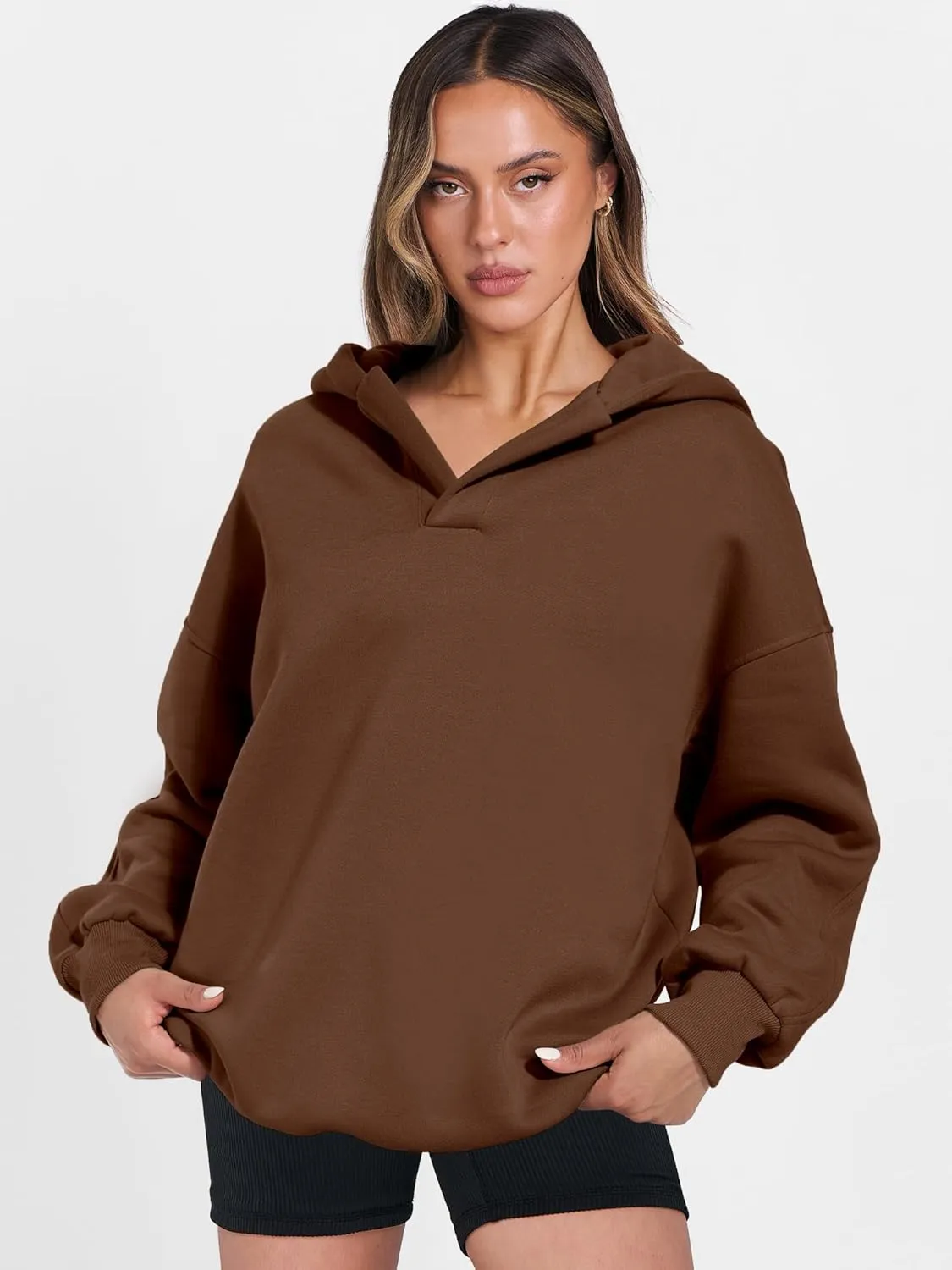ANRABESS Womens Oversized Hoodies V Neck Sweatshirts Long Sleeve Pullover Casual Fall Teen Girls Preppy Clothes 2025 Trendy
