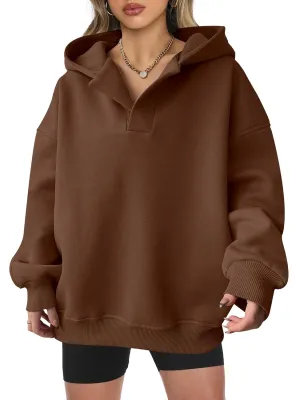ANRABESS Womens Oversized Hoodies V Neck Sweatshirts Long Sleeve Pullover Casual Fall Teen Girls Preppy Clothes 2025 Trendy
