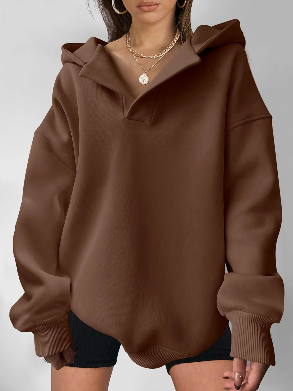ANRABESS Womens Oversized Hoodies V Neck Sweatshirts Long Sleeve Pullover Casual Fall Teen Girls Preppy Clothes 2025 Trendy