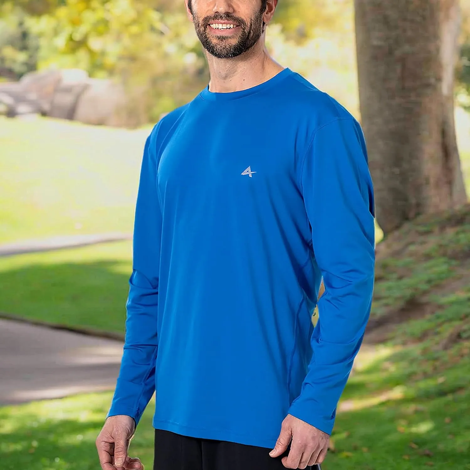 Arctic Cool Men's Crew Neck Instant Cooling Moisture Wicking Performance UPF 50  Long Sleeve Sun Protection Shirt
