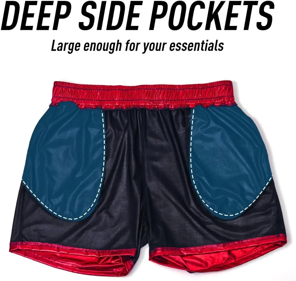Arjen Kroos Mens Sexy Shorts Metallic Shiny Sparkly Hot Drawstring Short Pants with Pockets