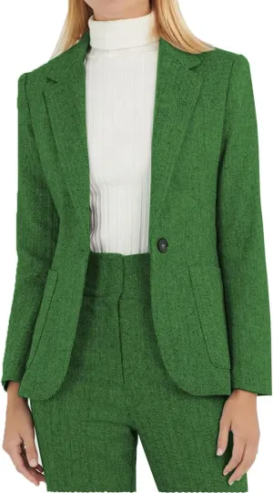 Autumn Suit for Women 2 Pieces Outfit Tweed Wool Houndstooth Lady Casual Suit