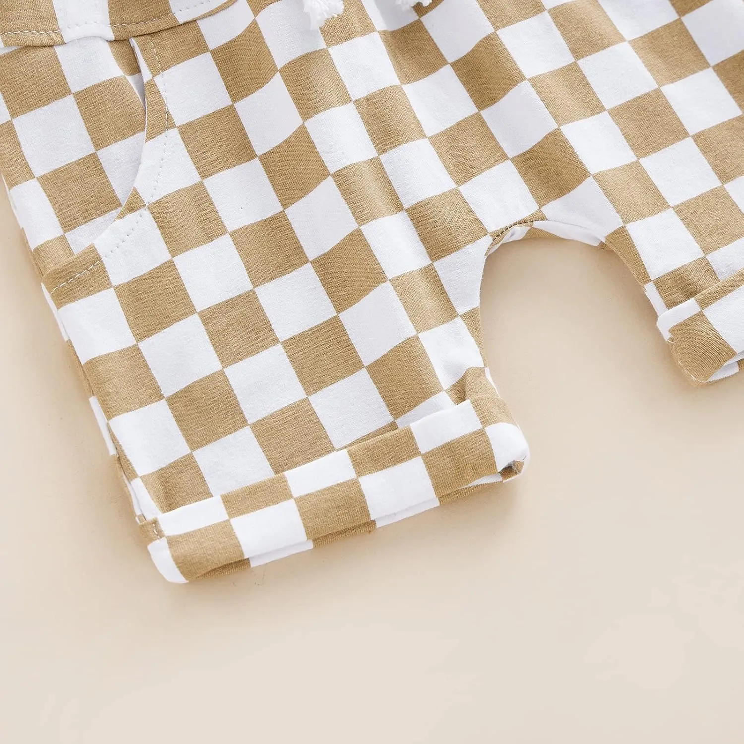 Baby Boy Girl Summer Outfits Checkerboard Short Sleeve T-Shirt Elastic Waist Shorts Set Toddler Checkered Outfit