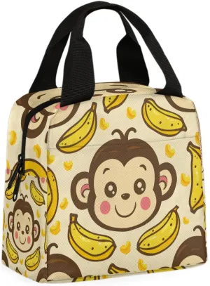 Baby Monkey Lunch Bag Cartoon Monkey Tote Lunch Bag Reusable Lunch Box Leakproof Cooler Bag