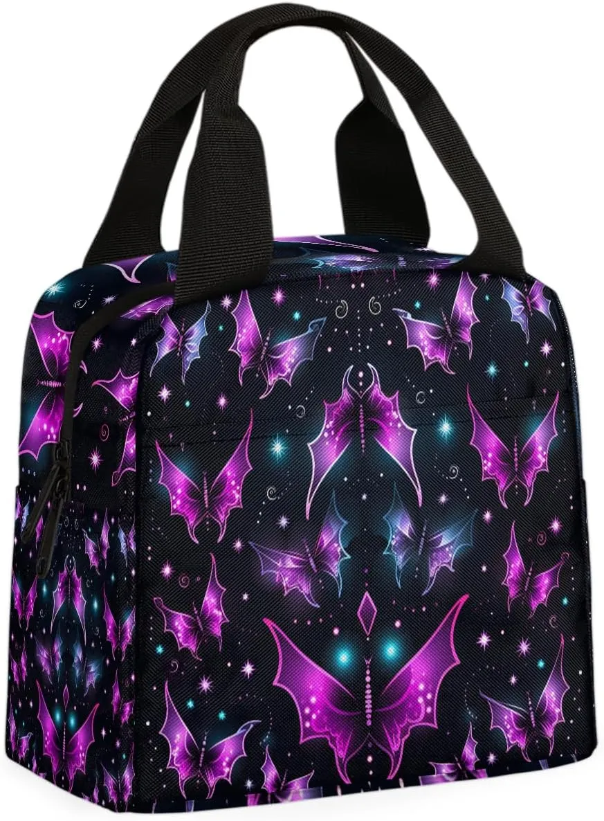 Bat Shape Lunch Bag Colorful Bat Tote Lunch Bag Reusable Lunch Box Leakproof Cooler Bag