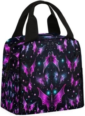 Bat Shape Lunch Bag Colorful Bat Tote Lunch Bag Reusable Lunch Box Leakproof Cooler Bag