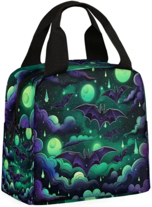 Bats Halloween Lunch Bag Halloween Bat Tote Lunch Bag Reusable Lunch Box Leakproof Cooler Bag