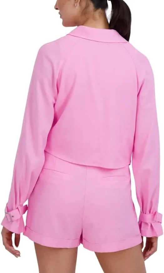 BCBGeneration Women's V Neck Crop Trench Double Breasted Jacket