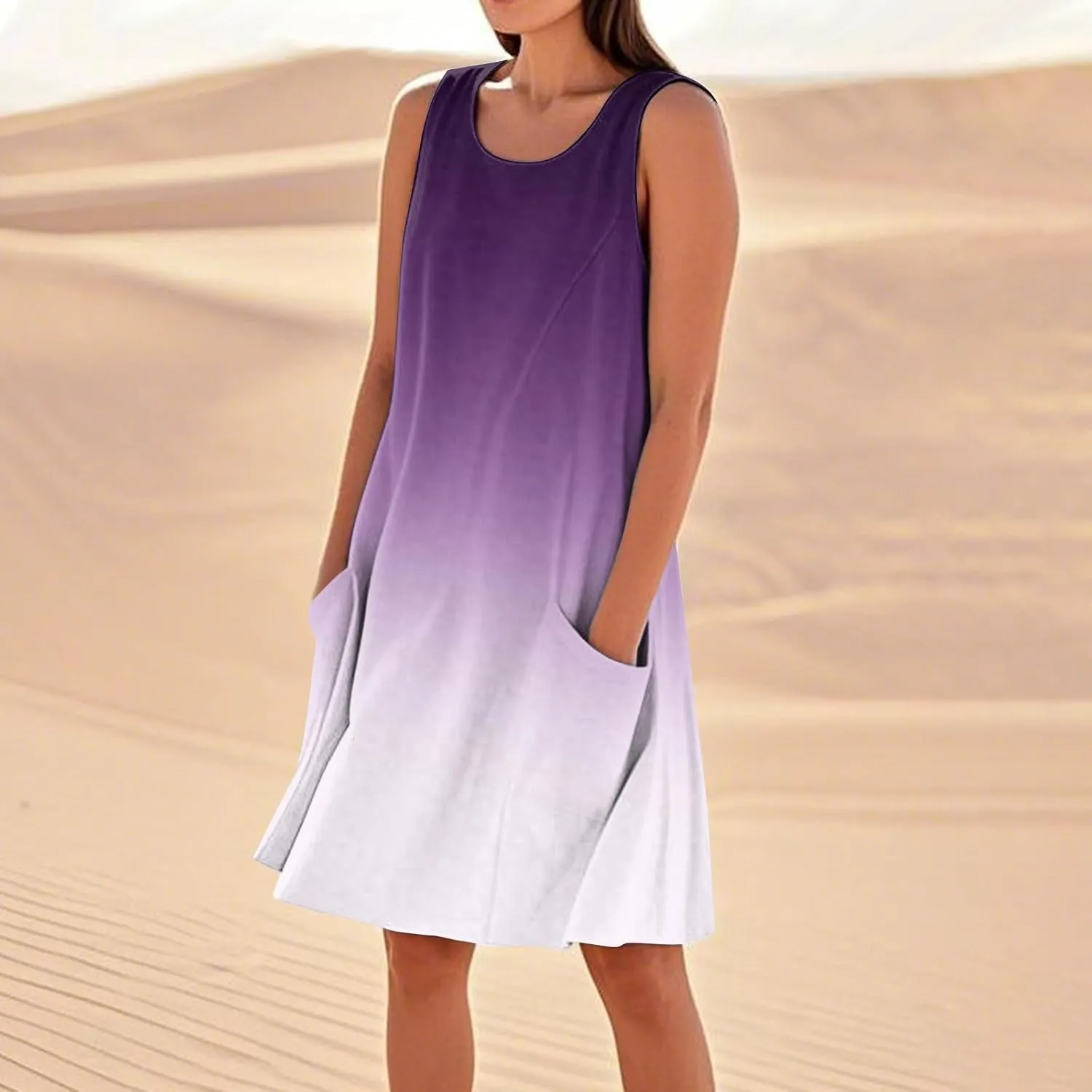 Beach Dresses for Women 2025 Vacation Summer Sleeveless Linen Midi Dress Flowy Plus Size Boho Dresses with Pocket