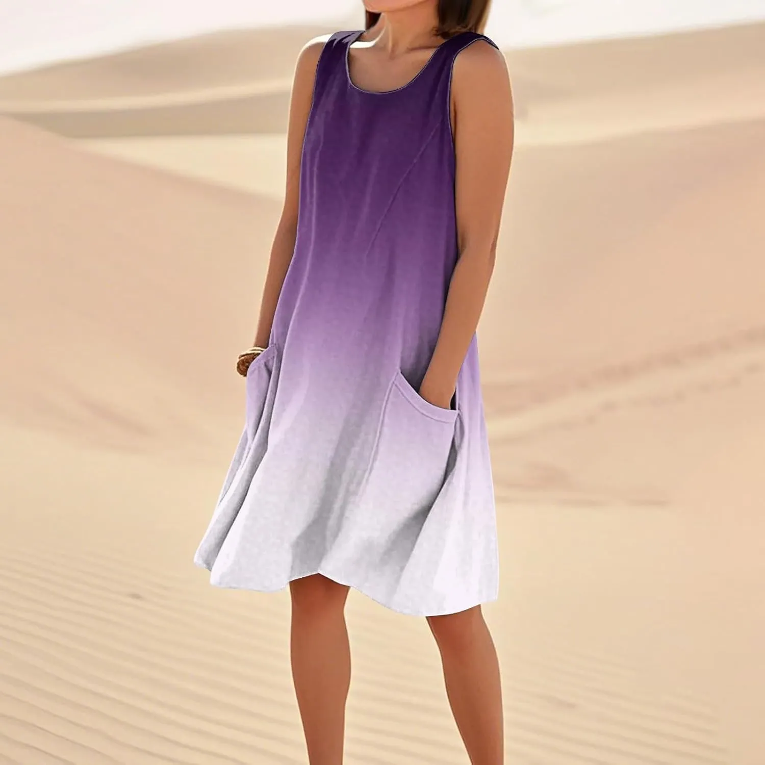 Beach Dresses for Women 2025 Vacation Summer Sleeveless Linen Midi Dress Flowy Plus Size Boho Dresses with Pocket