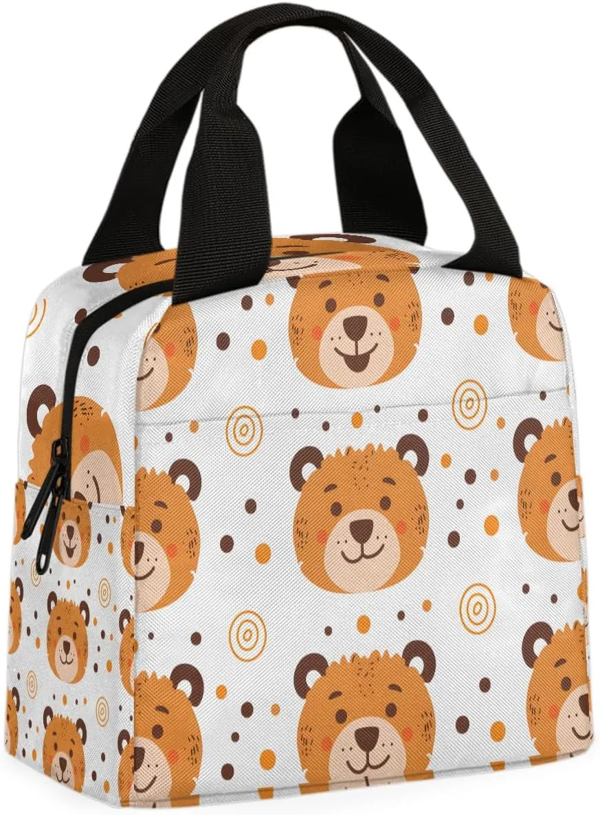 Bears Funny Lunch Bag Animals Bear Tote Lunch Bag Reusable Lunch Box Leakproof Cooler Bag