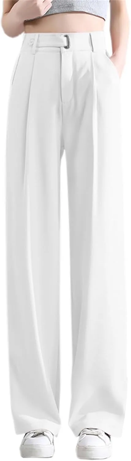 Betusline Women's Wide Leg Pants Business Casual Straight Office Trousers for Women, X-Small-3X-Large