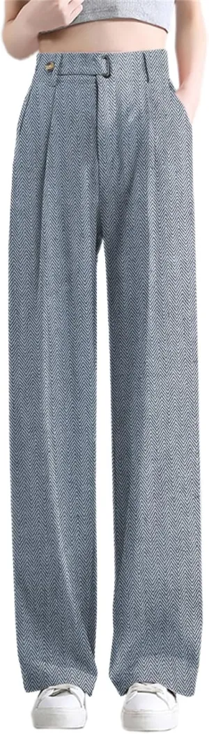 Betusline Womens Winter Wide Leg Dress Pants Work Thermal Warm Trousers, X-Small-XX-Large