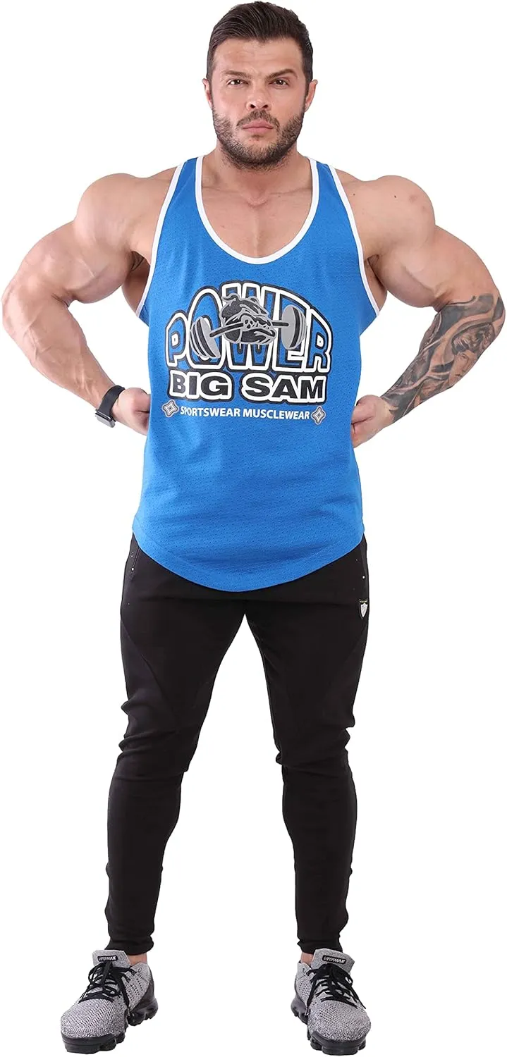 BIG SAM SPORTSWEAR COMPANY Men's Gym Tank Top Bodybuilding, Fitness Workout Y-Back Sleeveless Muscle Cotton T-Shirt
