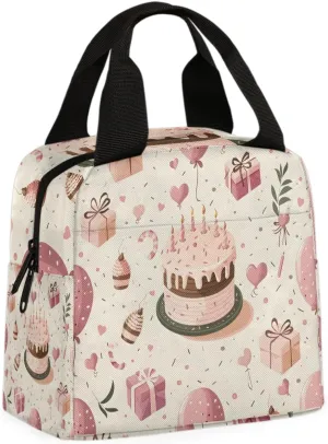 Birthdays Cakes Lunch Bag Delicious Cupcakes Tote Lunch Bag Reusable Lunch Box Leakproof Cooler Bag