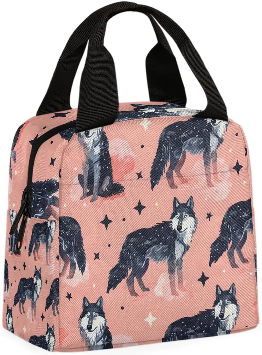 Black Wolve Lunch Bag Wolf Cub Tote Lunch Bag Reusable Lunch Box Leakproof Cooler Bag
