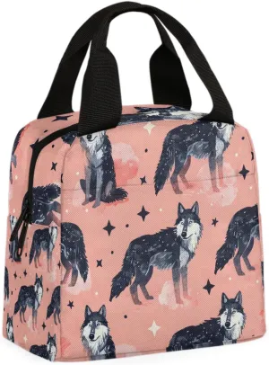 Black Wolve Lunch Bag Wolf Cub Tote Lunch Bag Reusable Lunch Box Leakproof Cooler Bag