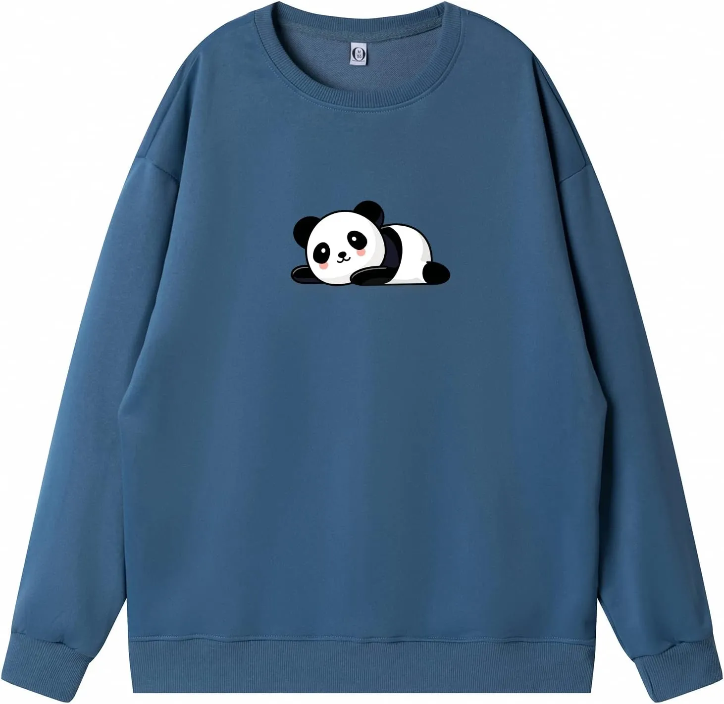 Bobeutou Cute Panda Print Crewneck Sweatshirt Women Pullove Long Sleeve Oversized Hoodie for Teen Girls Loose Y2k Kawaii Tops