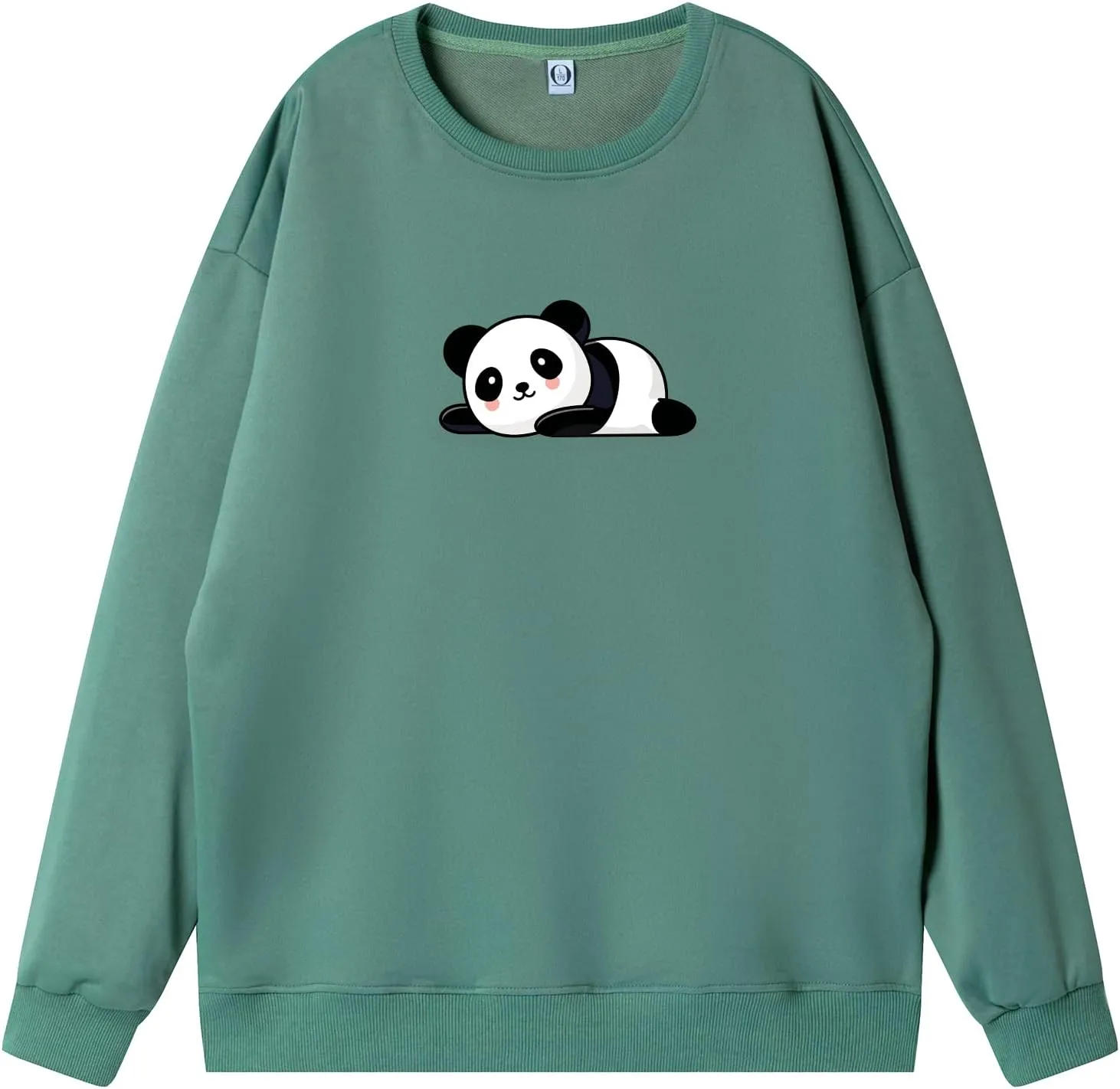 Bobeutou Cute Panda Print Crewneck Sweatshirt Women Pullove Long Sleeve Oversized Hoodie for Teen Girls Loose Y2k Kawaii Tops