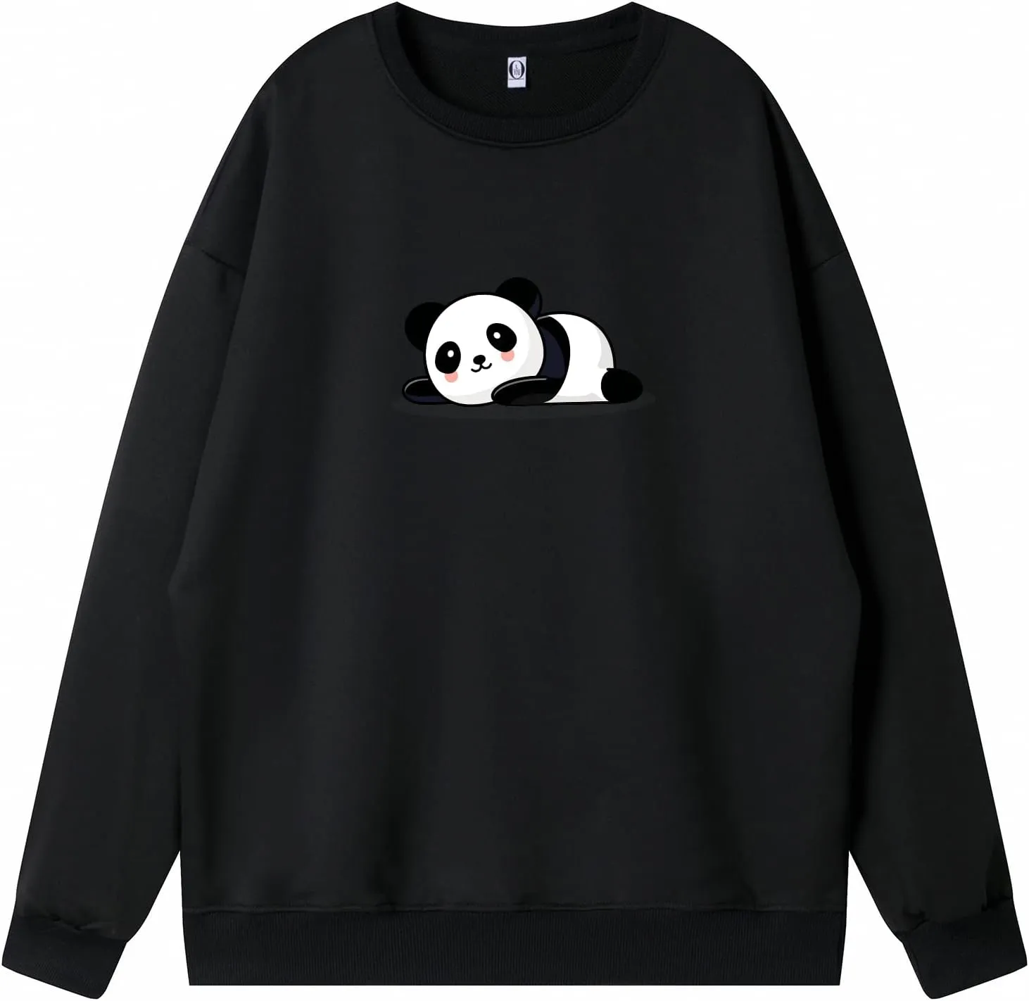 Bobeutou Cute Panda Print Crewneck Sweatshirt Women Pullove Long Sleeve Oversized Hoodie for Teen Girls Loose Y2k Kawaii Tops